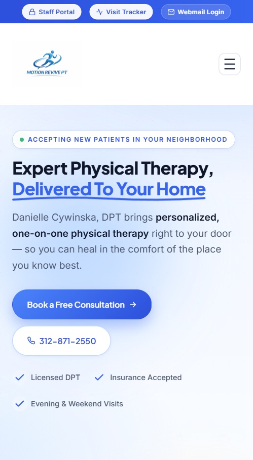 Motion Revive PT website homepage